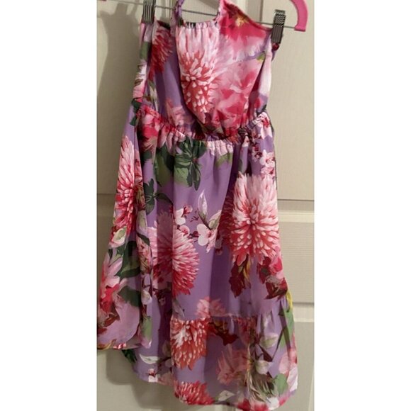 Girls Childrens Place Halter Dress Size 5 / 6 Halter Pink Purple Floral Ruffle - Picture 1 of 4